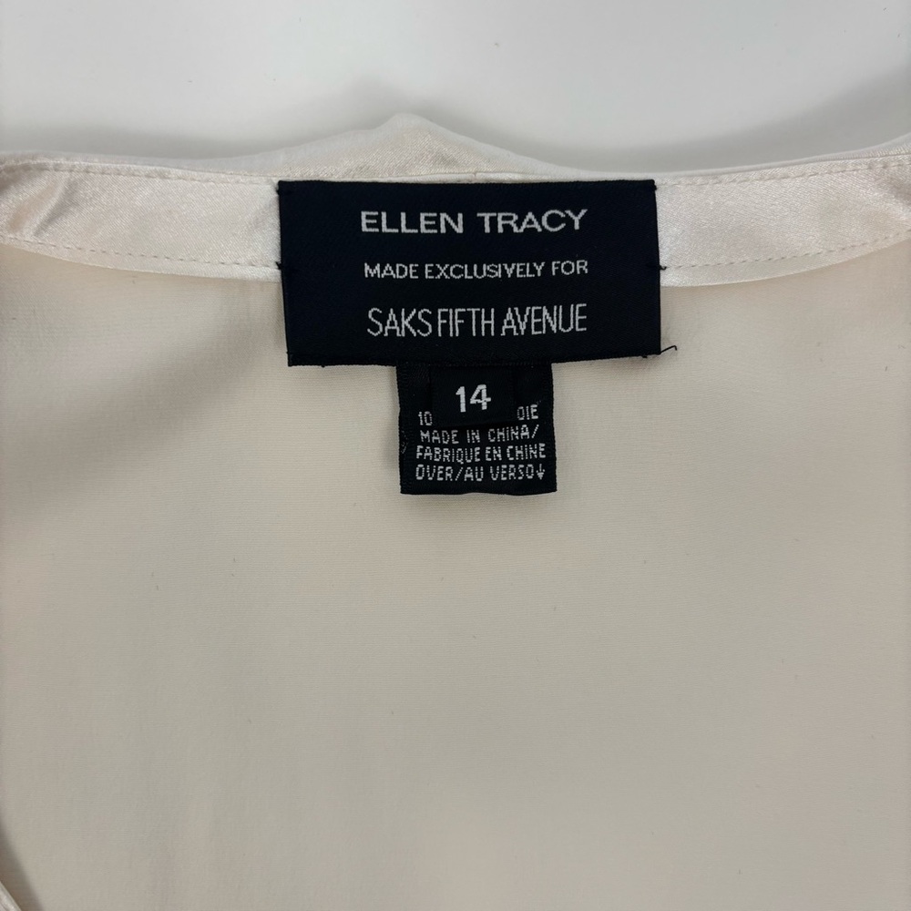 Cream Silk Ruffle Ellen Tracy Blouse - Picture 7 of 11